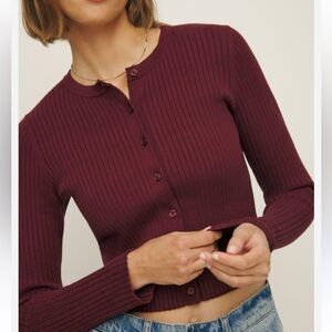 Reformation Joanne Button-Up Cardigan in Chianti / Burgundy Size XS | Sold Out!